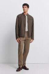 Springfield Pantal&oacute;n chino microestampado slim fit caf&eacute;