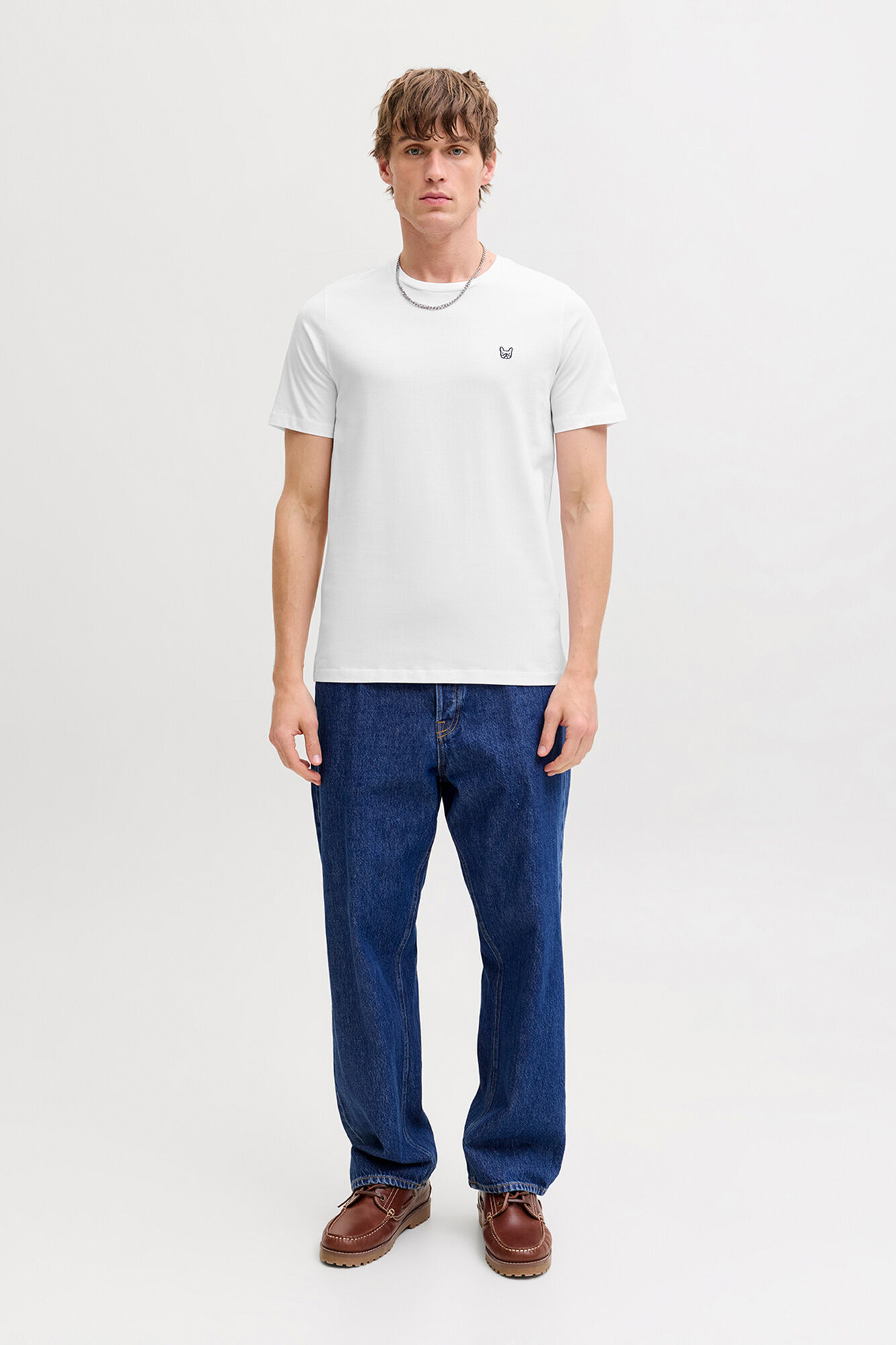Jack & Jones Playera slim fit de algod&oacute;n con logo icono natural