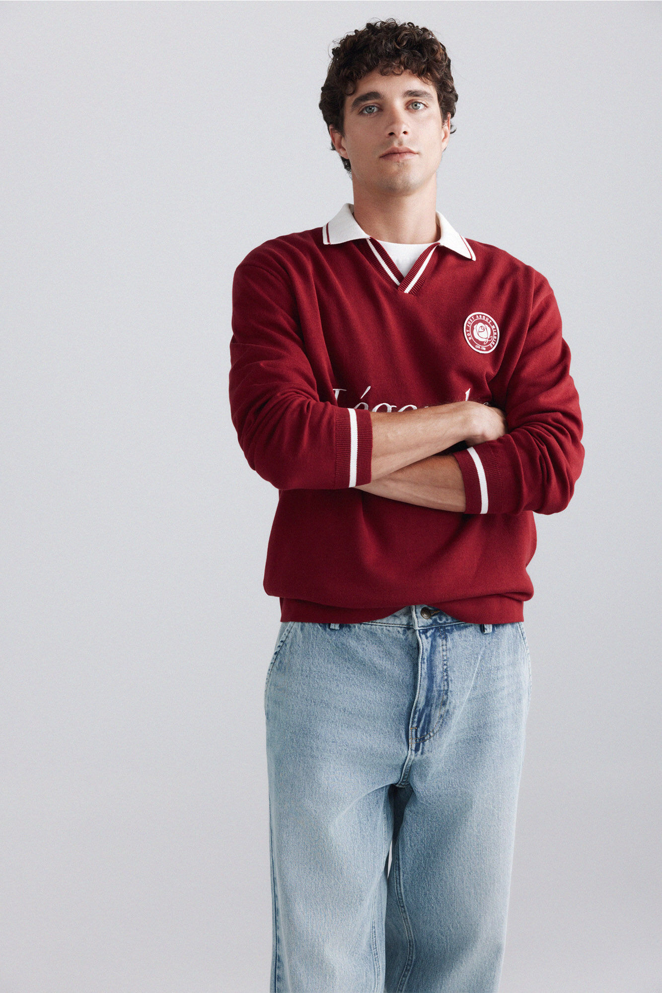 Springfield Polo de punto con mensaje rojo