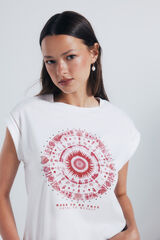 Springfield Playera gráfica étnica mangas lace beige