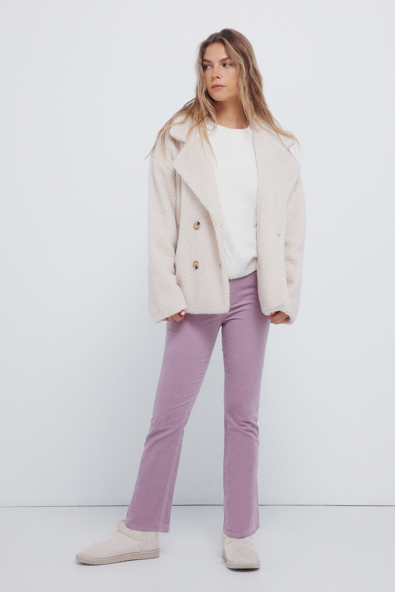 Springfield Jersey de punto trenzado de chenilla nude