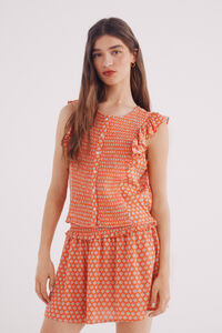 Springfield Blusa de nido de abeja con botones