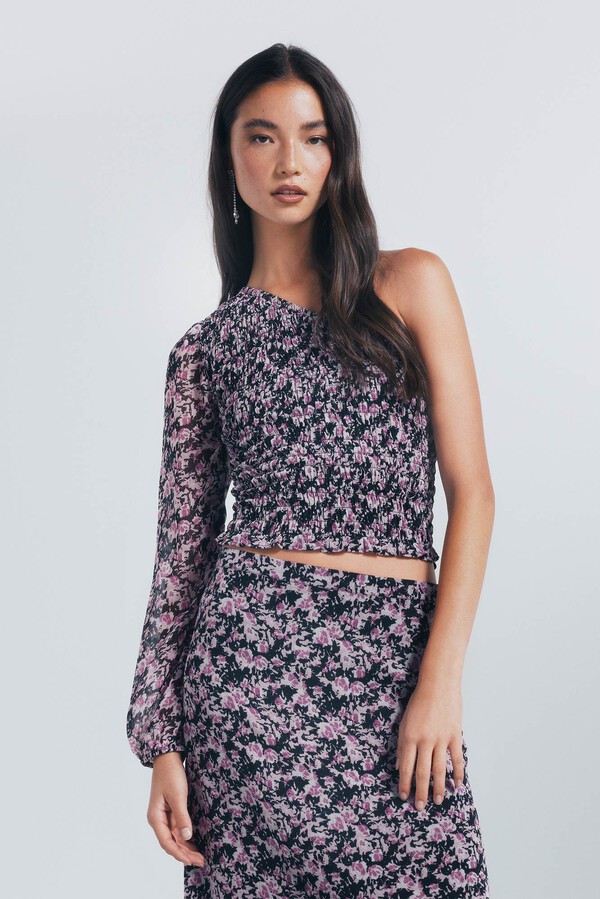 Springfield Blusa asimétrica smock negro