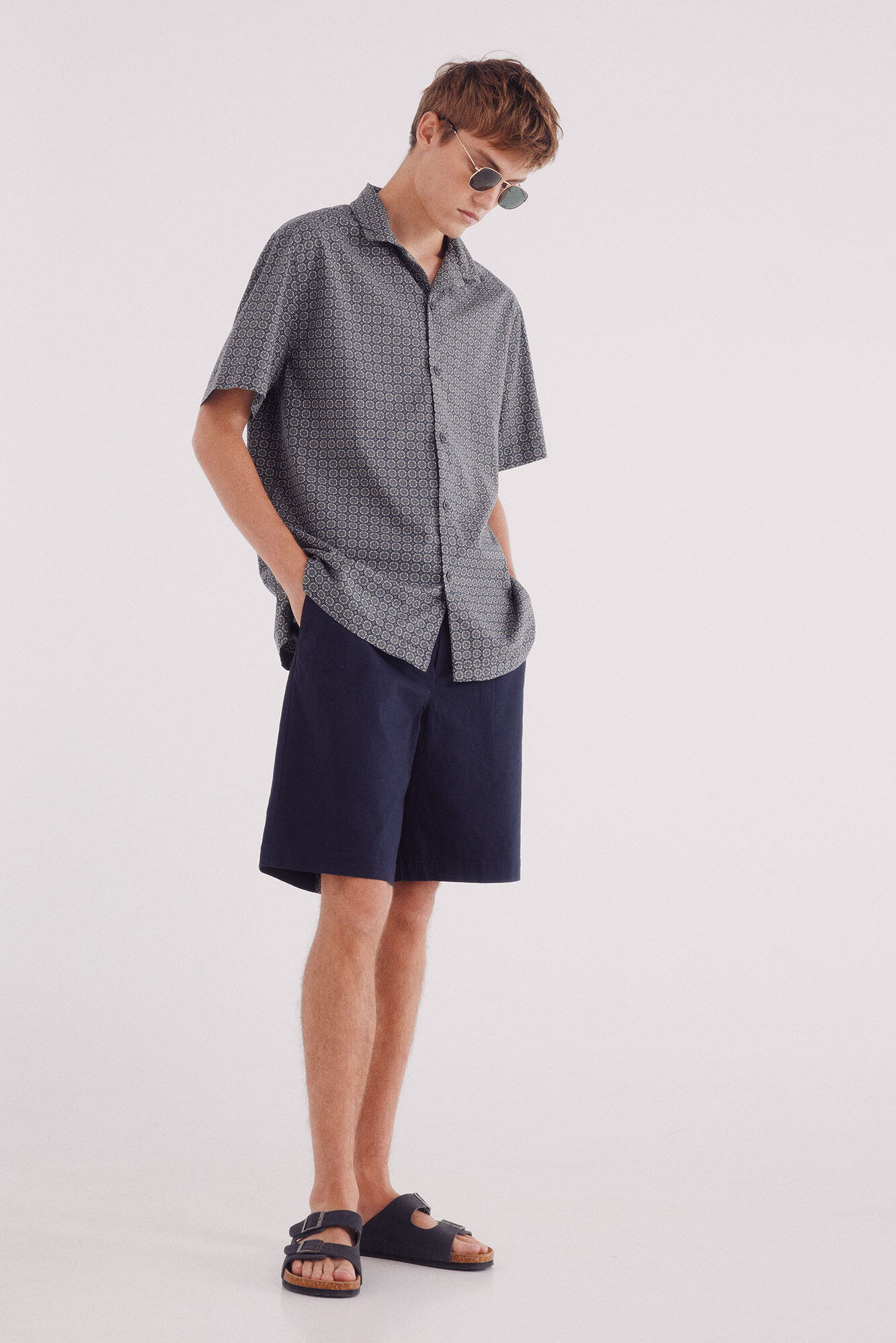 Springfield Camisa bowling manga corta estampada azul