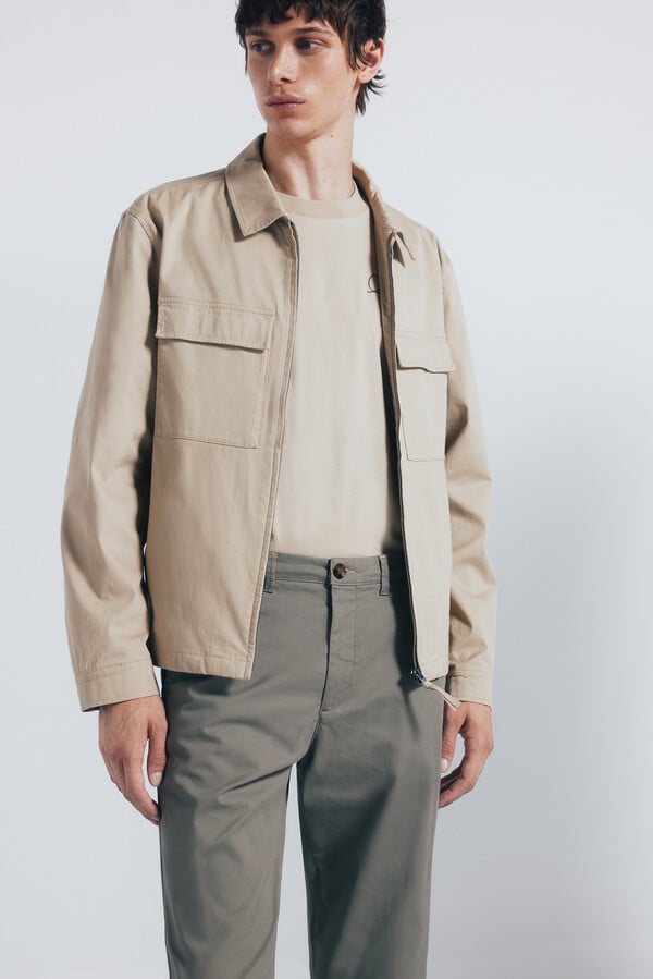 Springfield Pantalón slim fit lavado kaki