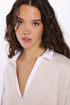 Springfield Playera cuello camisero combinada nude