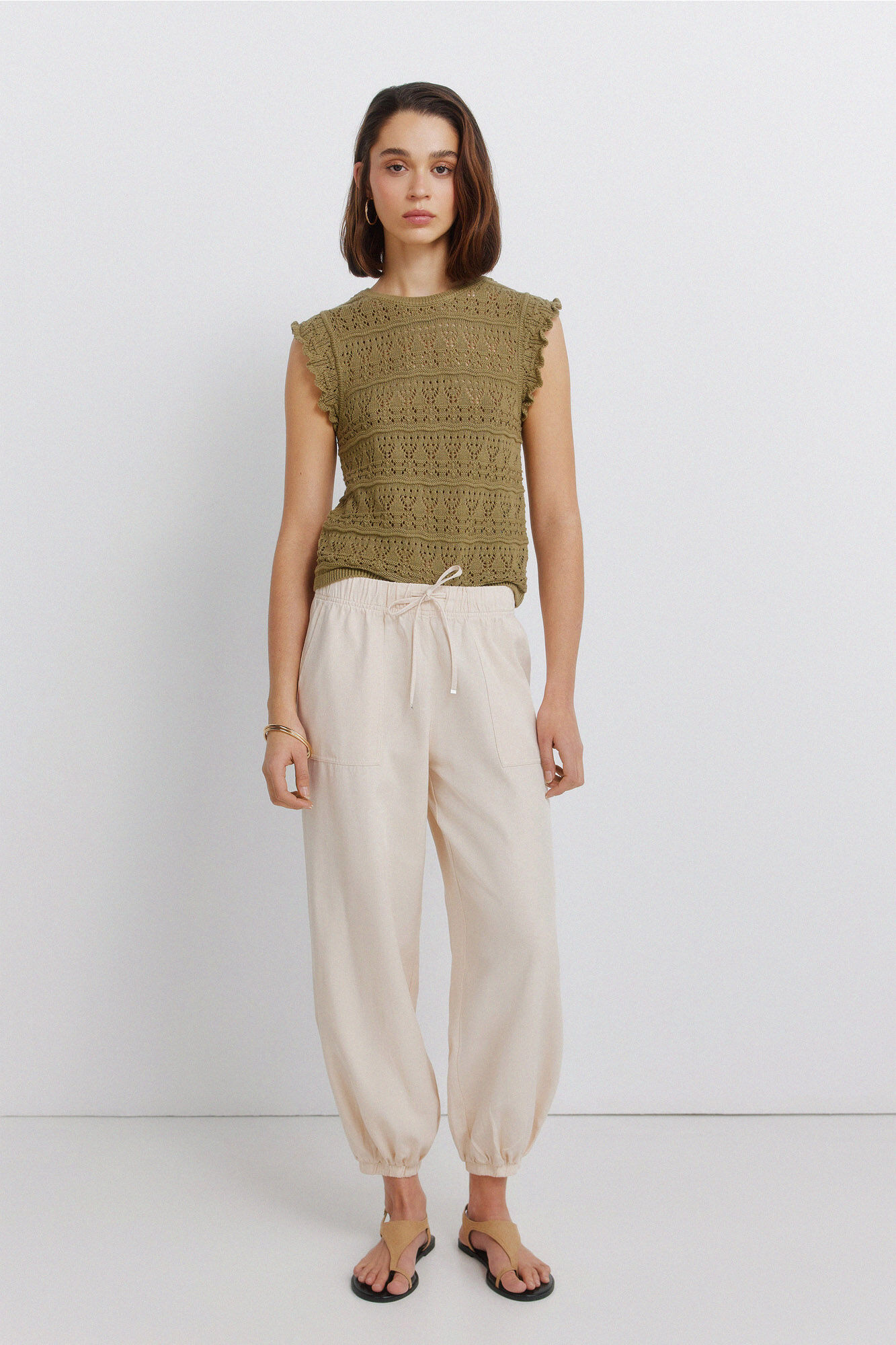 Springfield Top pointelle con volante