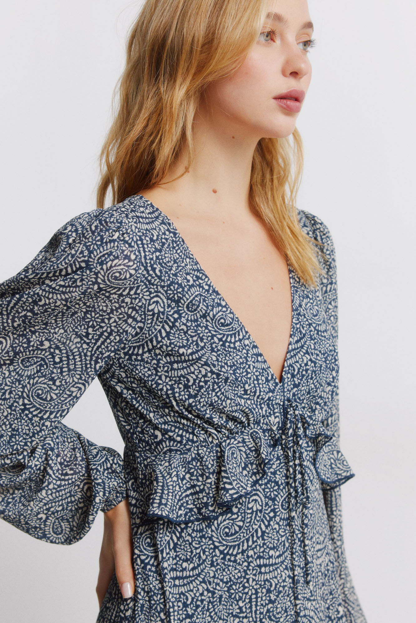 Springfield Vestido midi con volante en la cintura