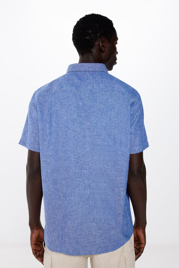Springfield Camisa manga corta lino azul