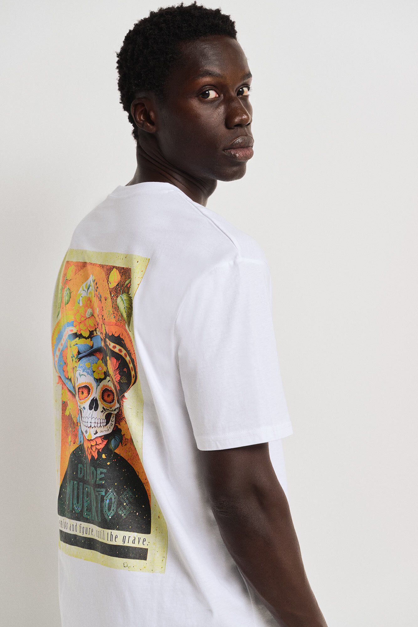 Springfield Playera skull flowers natural