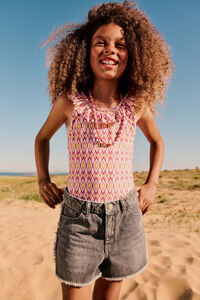 Springfield Kids Short de mezclilla con flecos para ni&ntilde;a