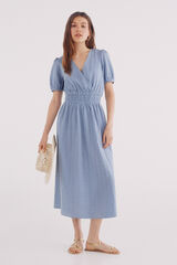 Springfield Vestido midi espalda cruzada turquesa
