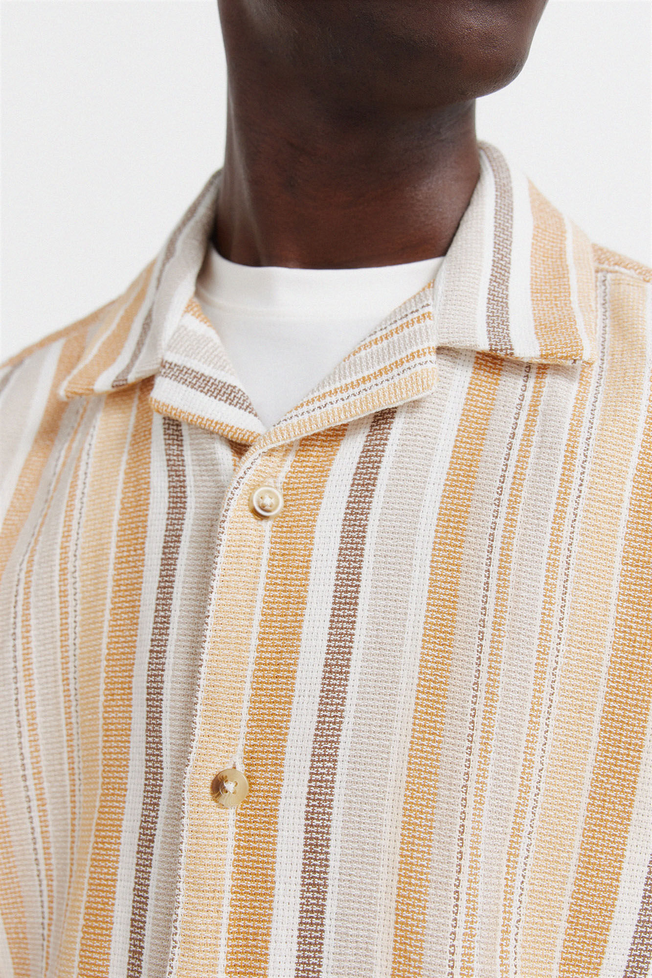 Springfield Camisa de manga corta r&uacute;stica a rayas amarillo