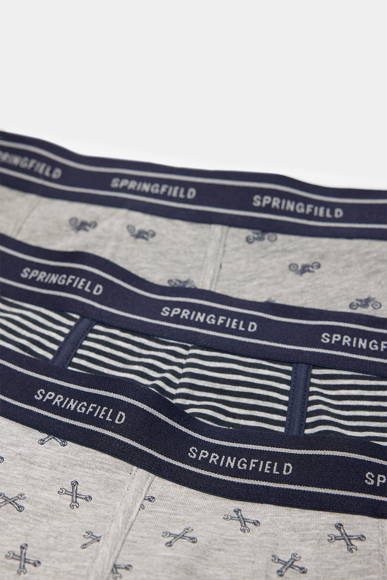 Springfield Pack 3 boxers algod&oacute;n estampado motos gris