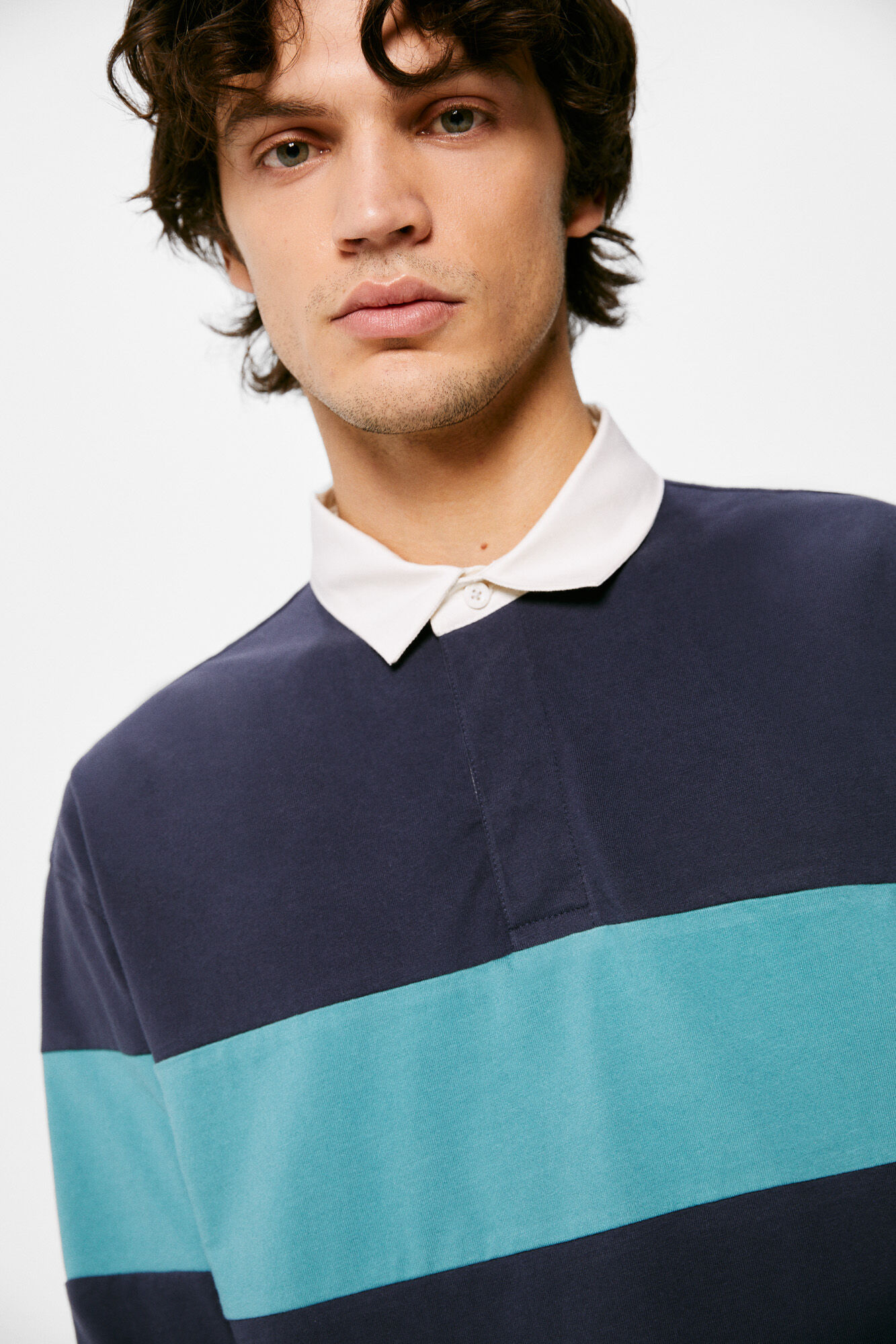 Springfield Polo manga larga rugby rayas azul