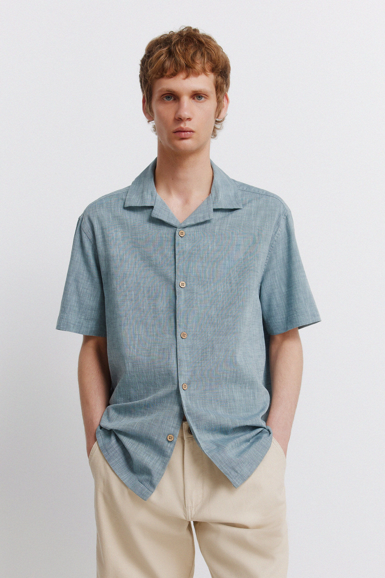 Springfield Camisa bowling de manga corta tipo lino