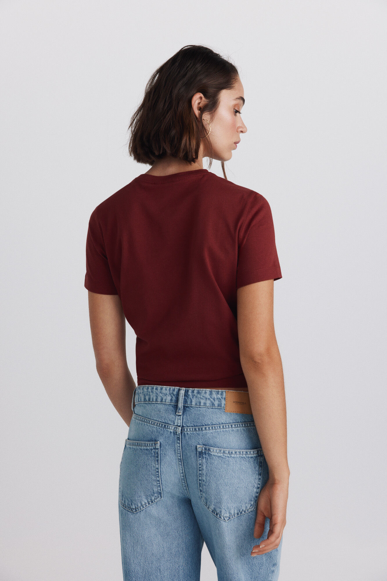 Springfield Playera b&aacute;sica de algod&oacute;n lisa khaki