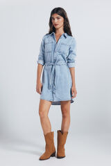 Springfield Vestido denim camisero tachuelas azul