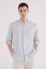 Springfield Camisa mao 3/4 lino viscosa verde