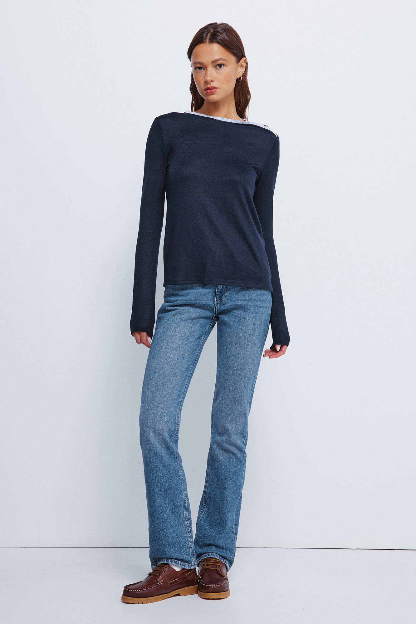 Springfield Playera con cuello y botones en los cuello  marino