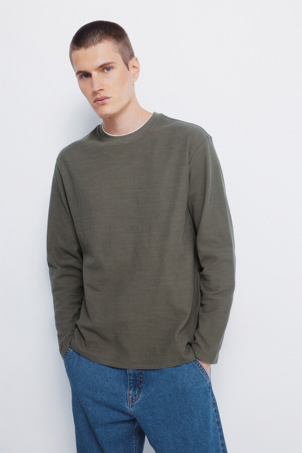 Springfield Camiseta doble tejido waffle café