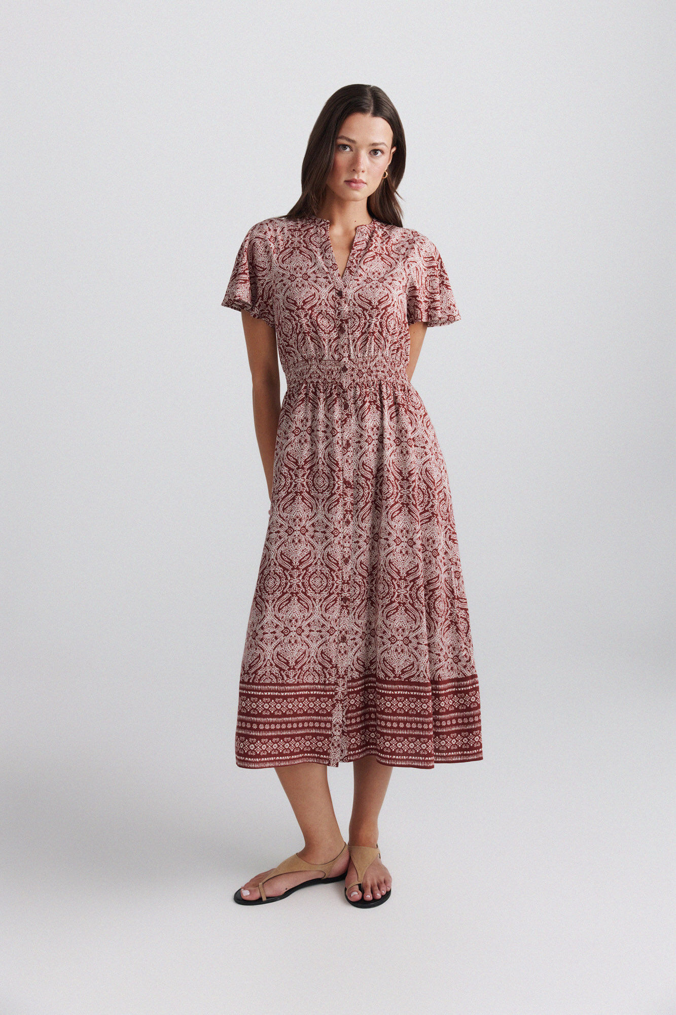 Springfield Vestido midi camisero estampado