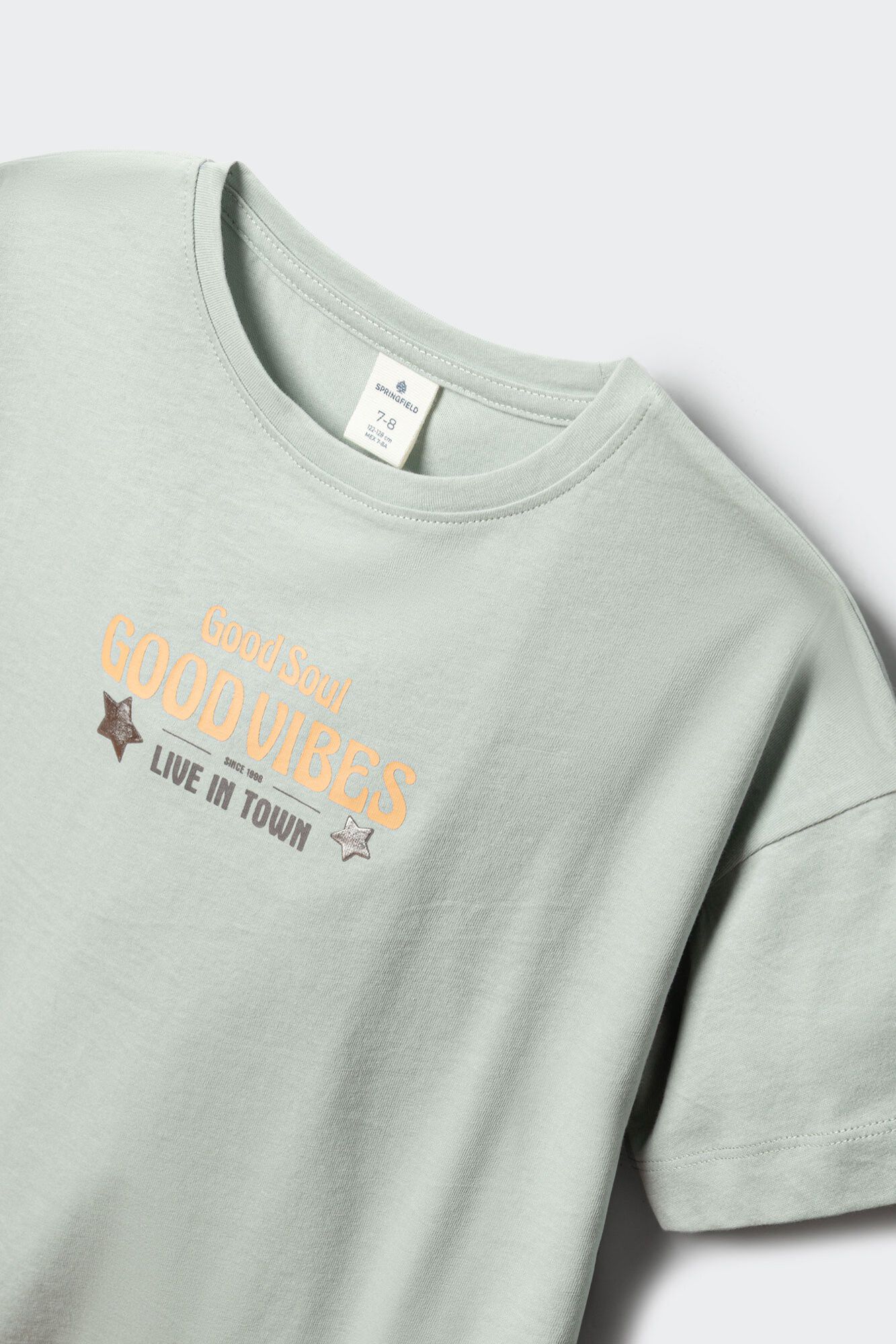 Springfield Kids Playera de manga corta Good vibes ni&ntilde;a verde