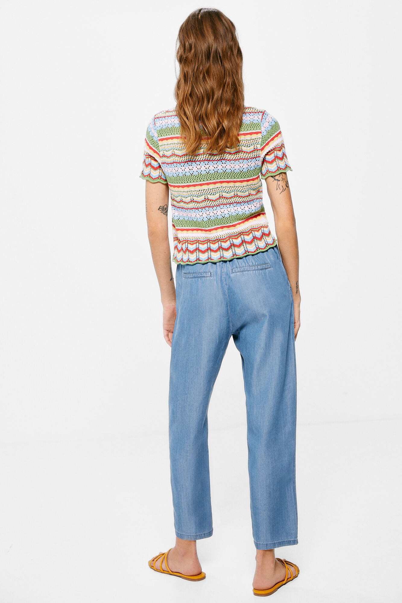 Springfield Pantal&oacute;n Tencel Cintur&oacute;n azul