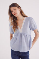 Springfield Blusa escote lace azul