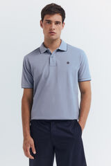 Springfield Polo de piqu&eacute; elegante con cuello de corte regular azul