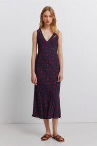 Springfield Vestido midi de tirantes con estampado de frutas