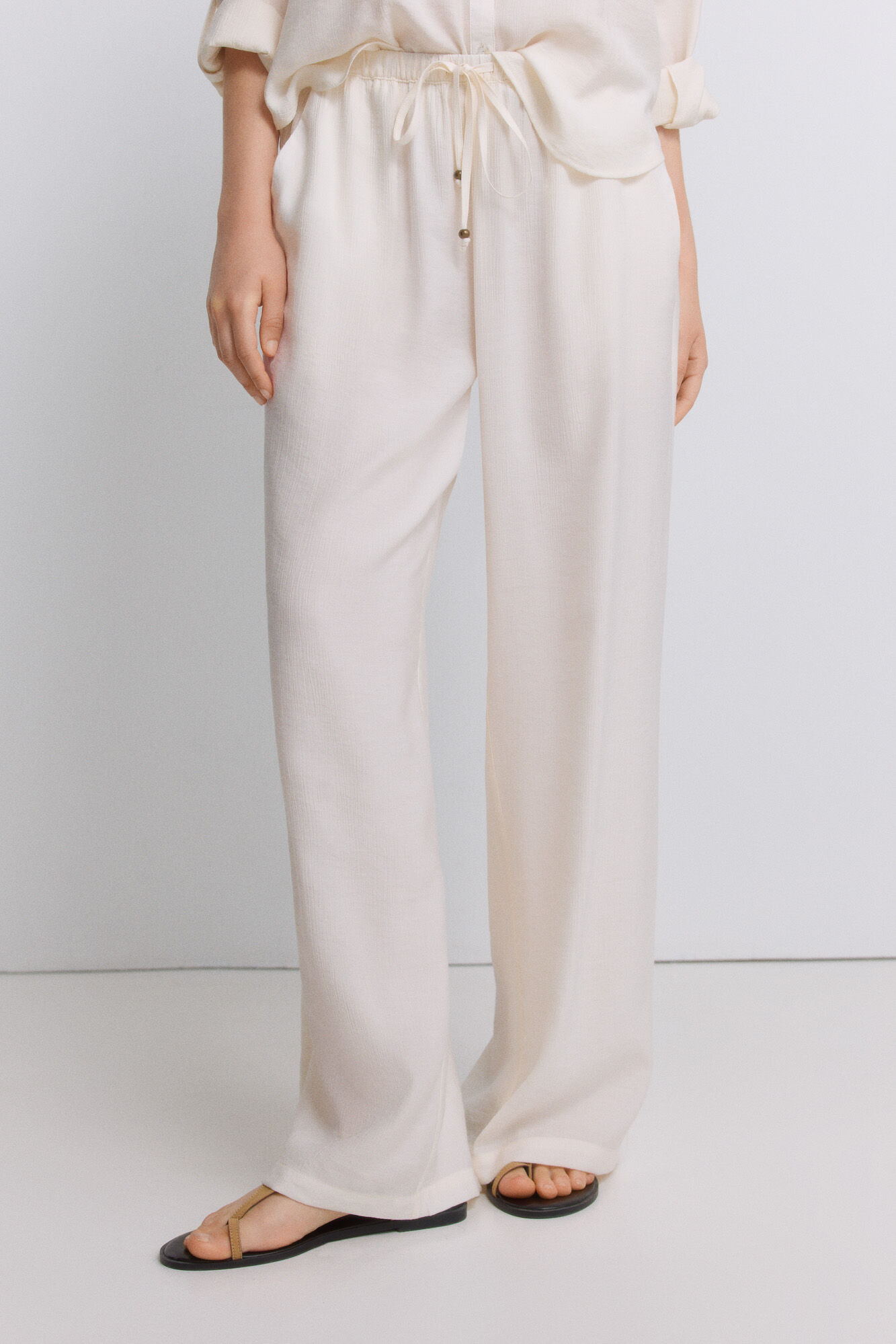 Springfield Pantal&oacute;n largo fluido ancho kaki