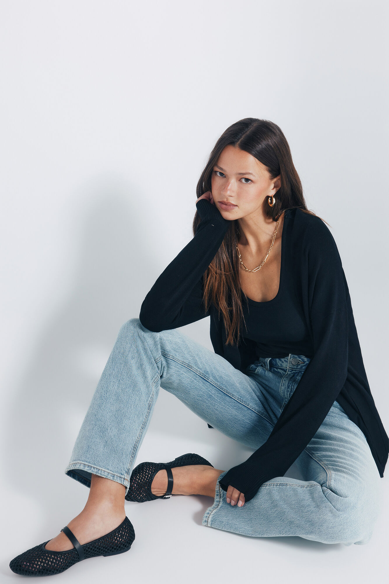 Springfield C&aacute;rdigan abierto ligero negro