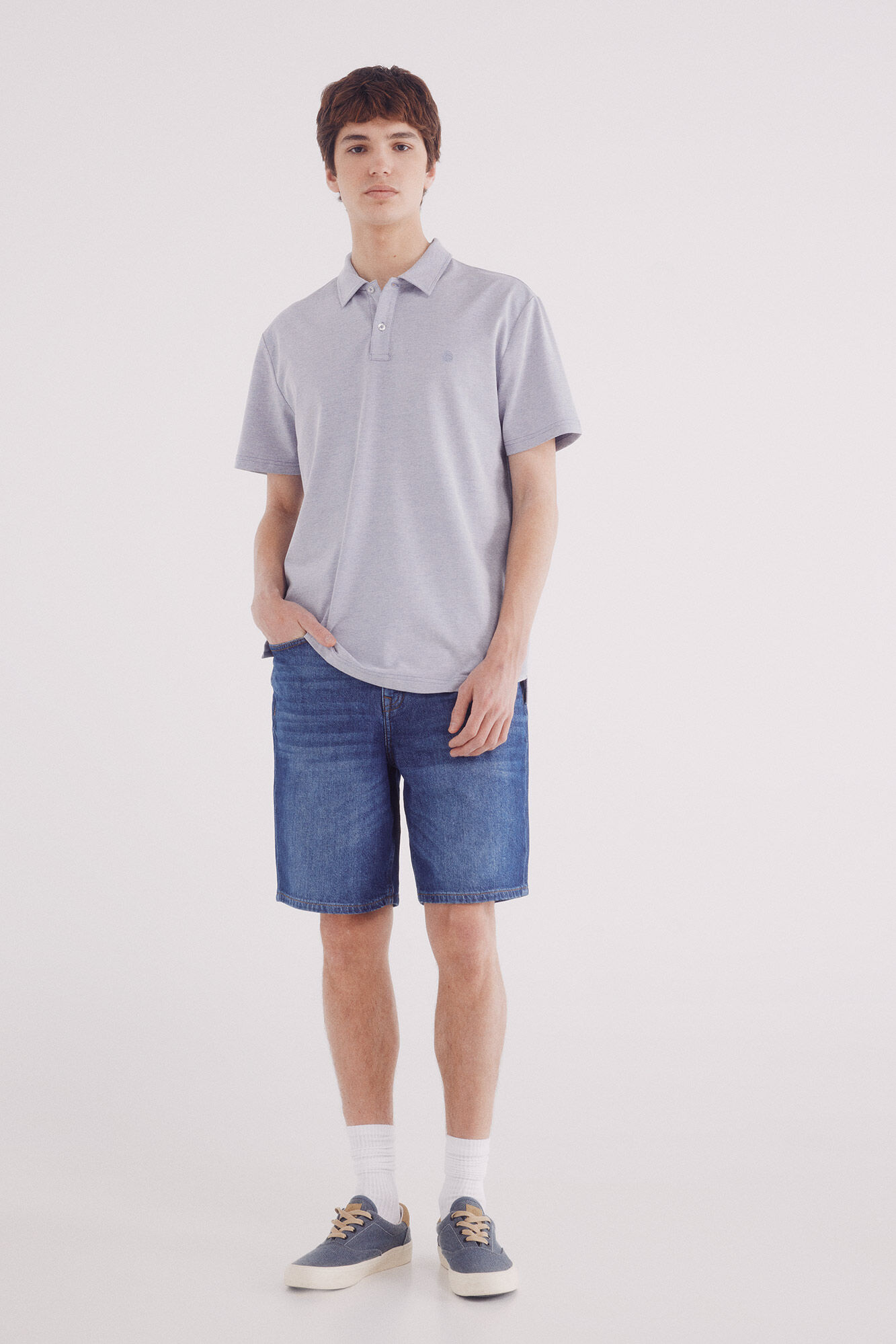 Springfield Polo piqu&eacute; estructura bicolor regular fit azulado