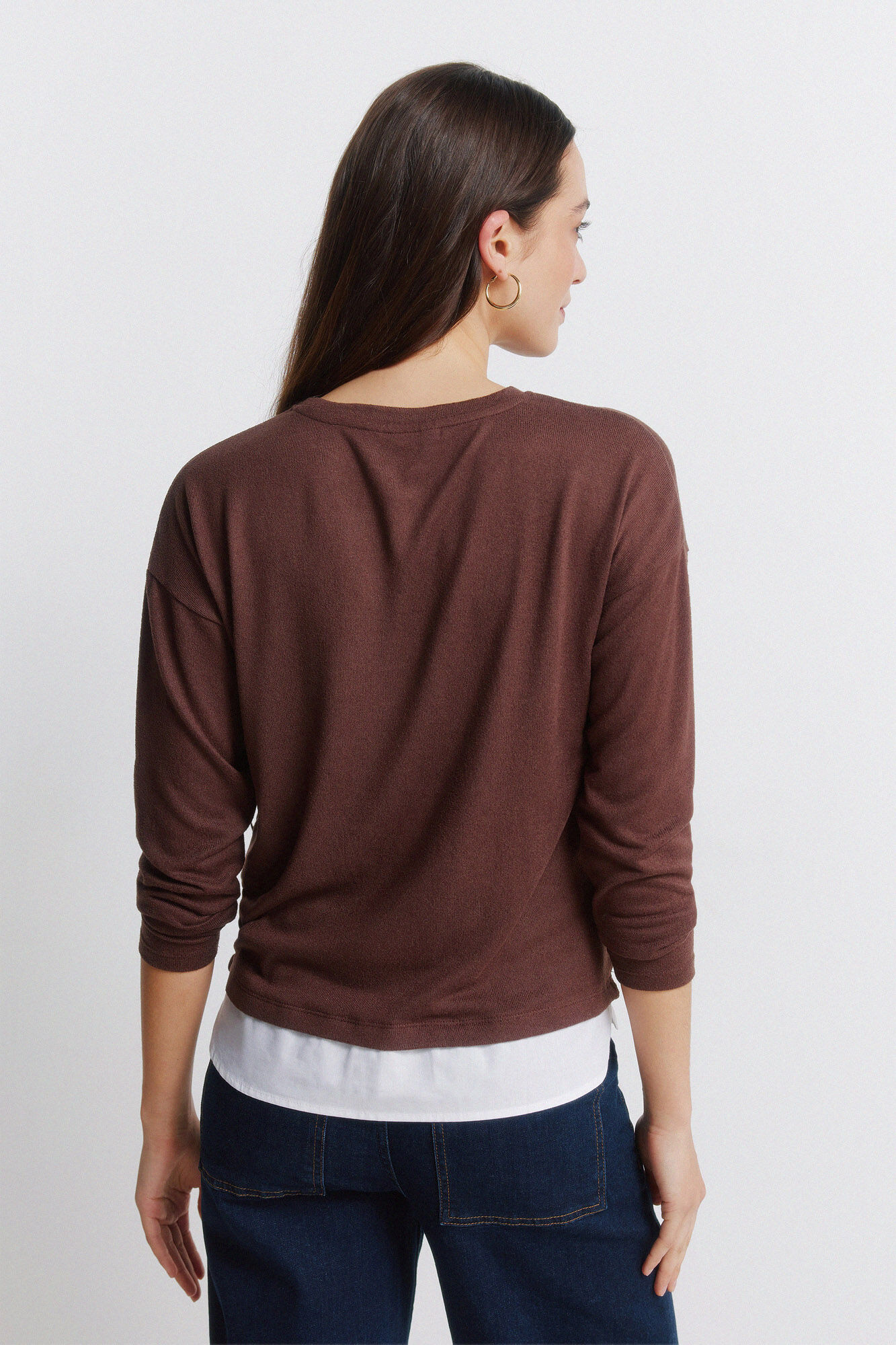 Springfield Playera combinada con botones laterales caf&eacute;