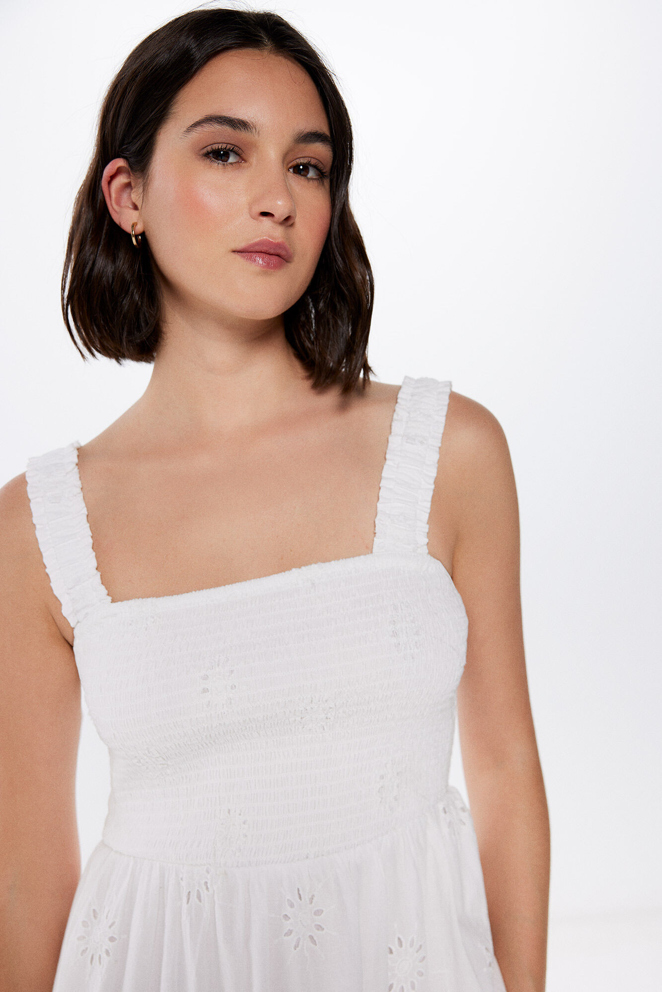 Springfield Vestido midi bordados Shiffly natural