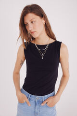Springfield Camiseta escote barca algodón negro