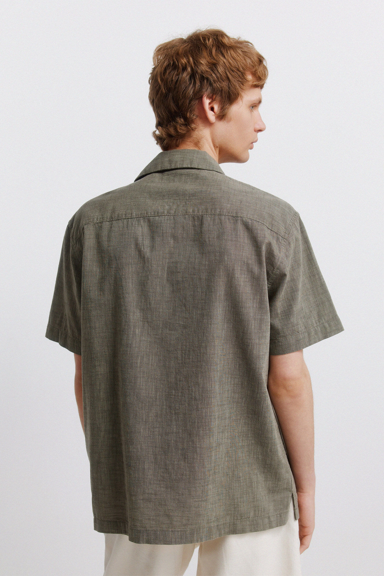 Springfield Camisa bowling de manga corta tipo lino kaki