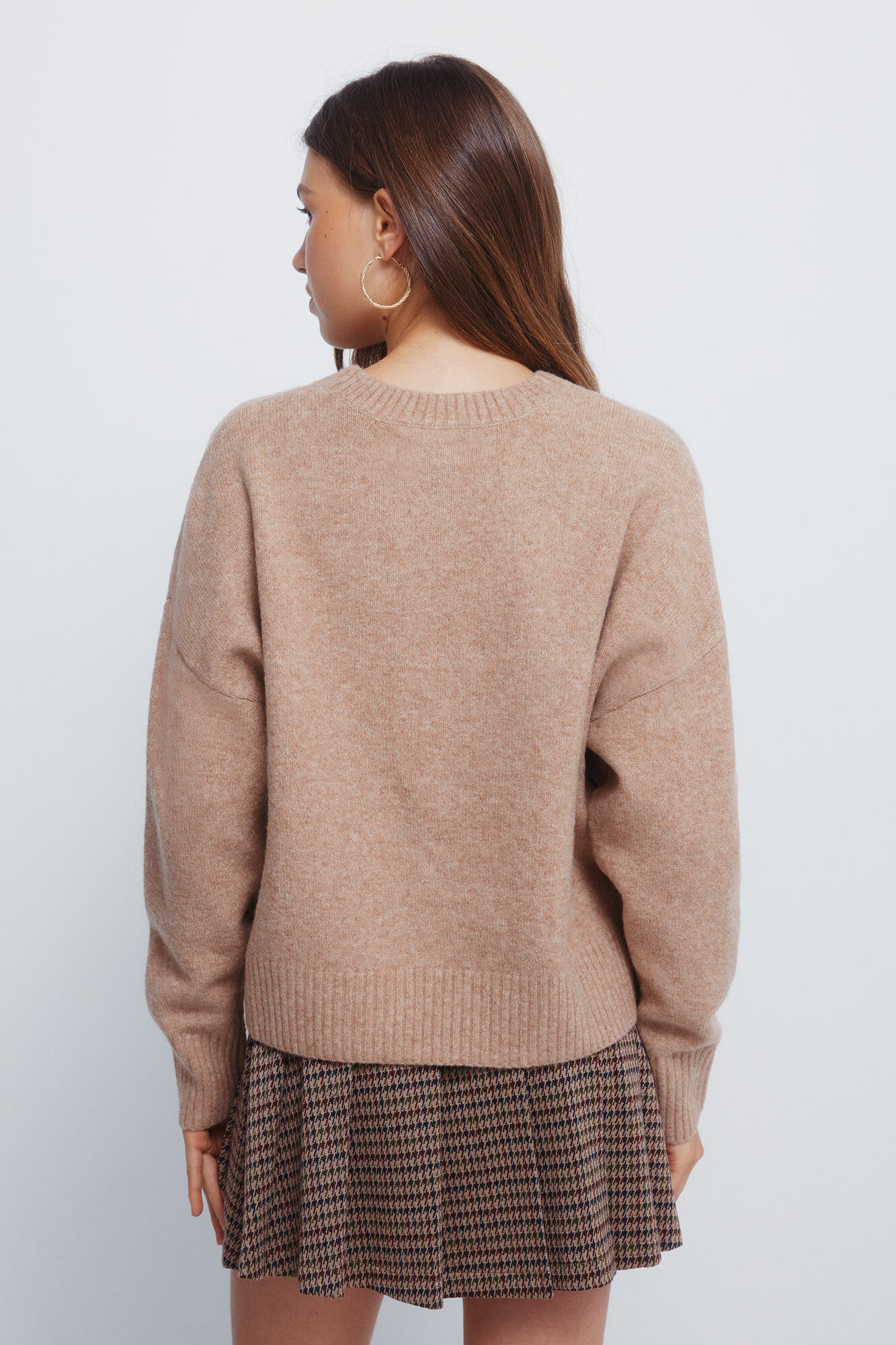 Springfield Jersey liso de cuello redondo caf&eacute;