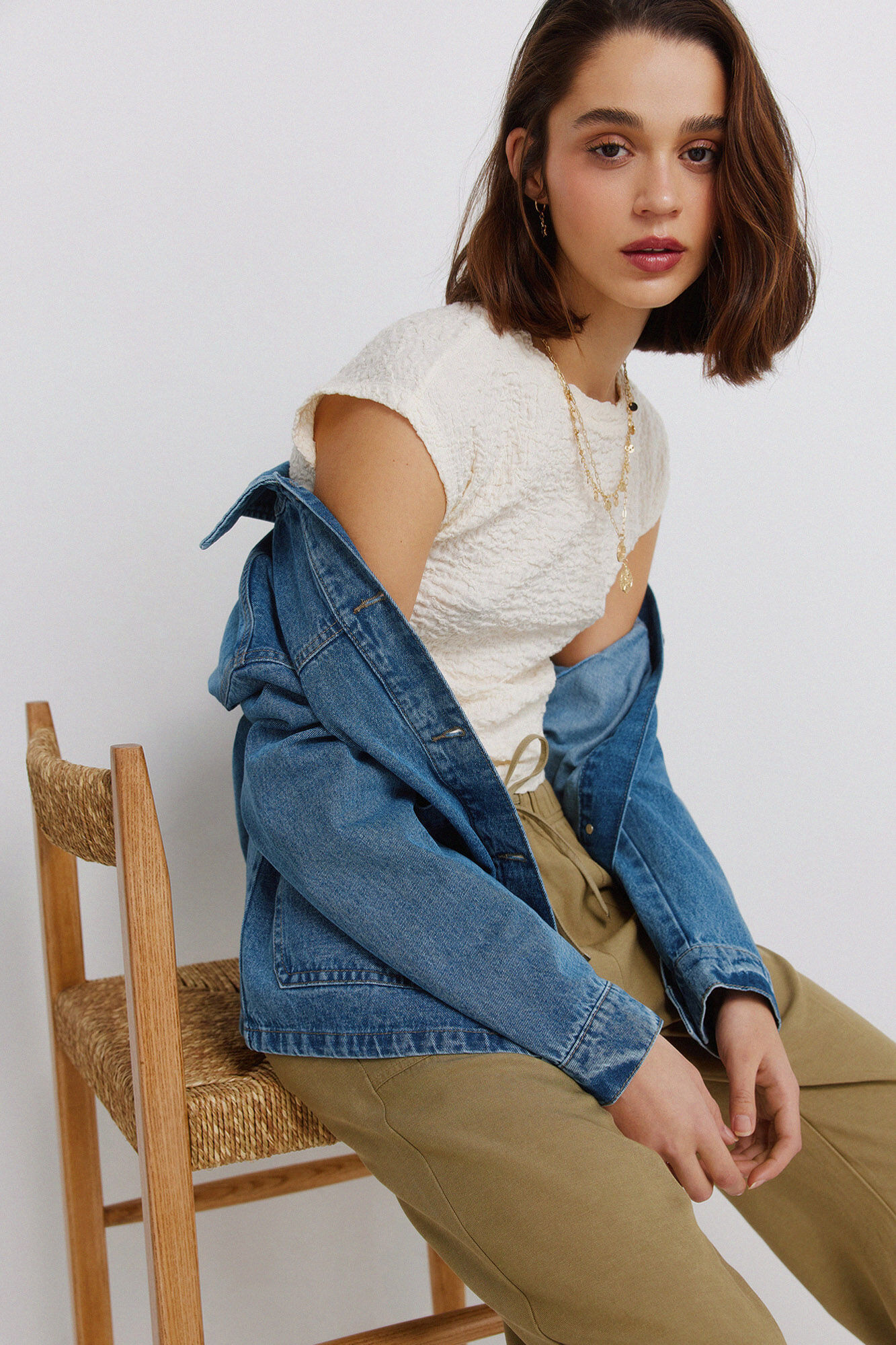 Springfield Playera manga larga con estructura beige