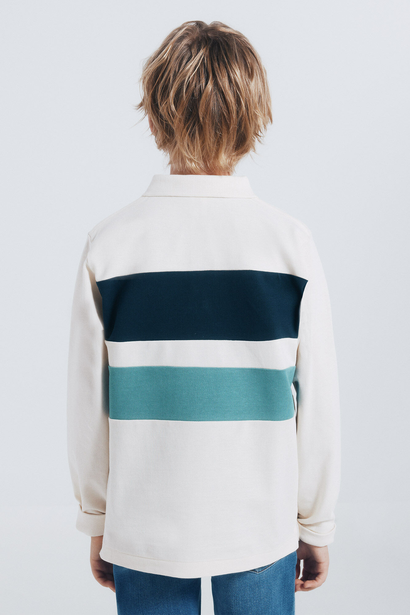 Springfield Kids Polo manga larga detalle rayas ni&ntilde;o blanco