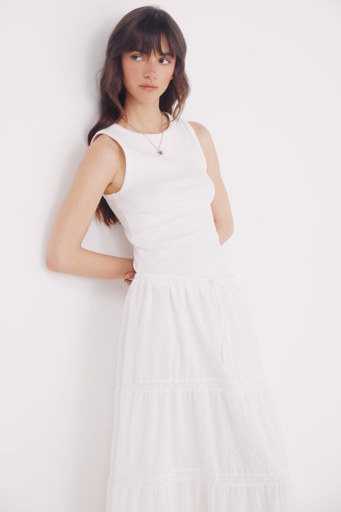 Springfield Falda larga blanca lace natural