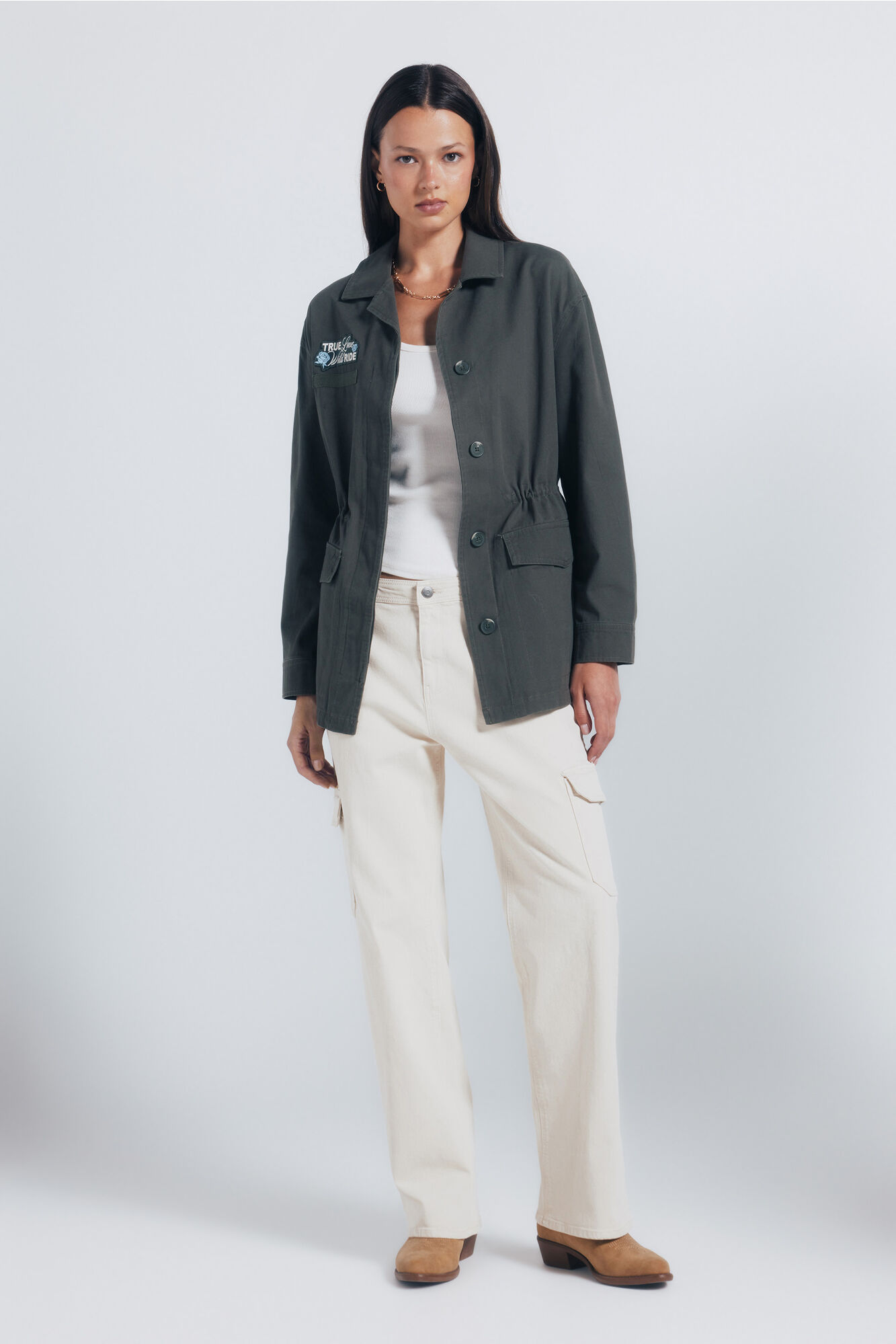 Springfield Sobrecamisa militar parches kaki