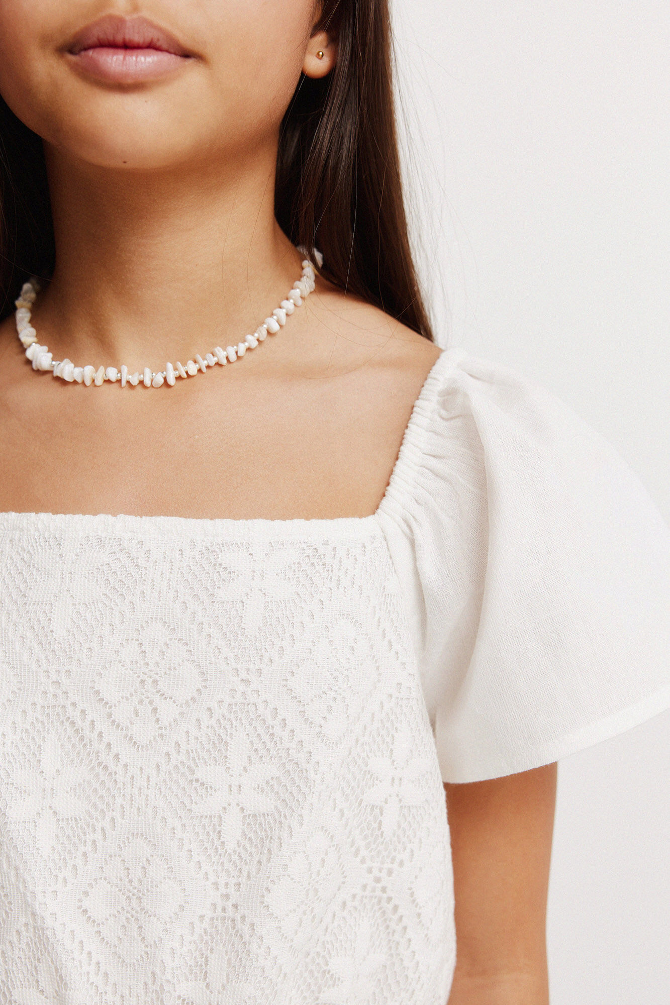 Springfield Kids Overol bordado suizo para ni&ntilde;a marfil