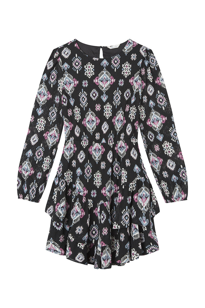 Springfield Vestido corto estampado &eacute;tnico negro