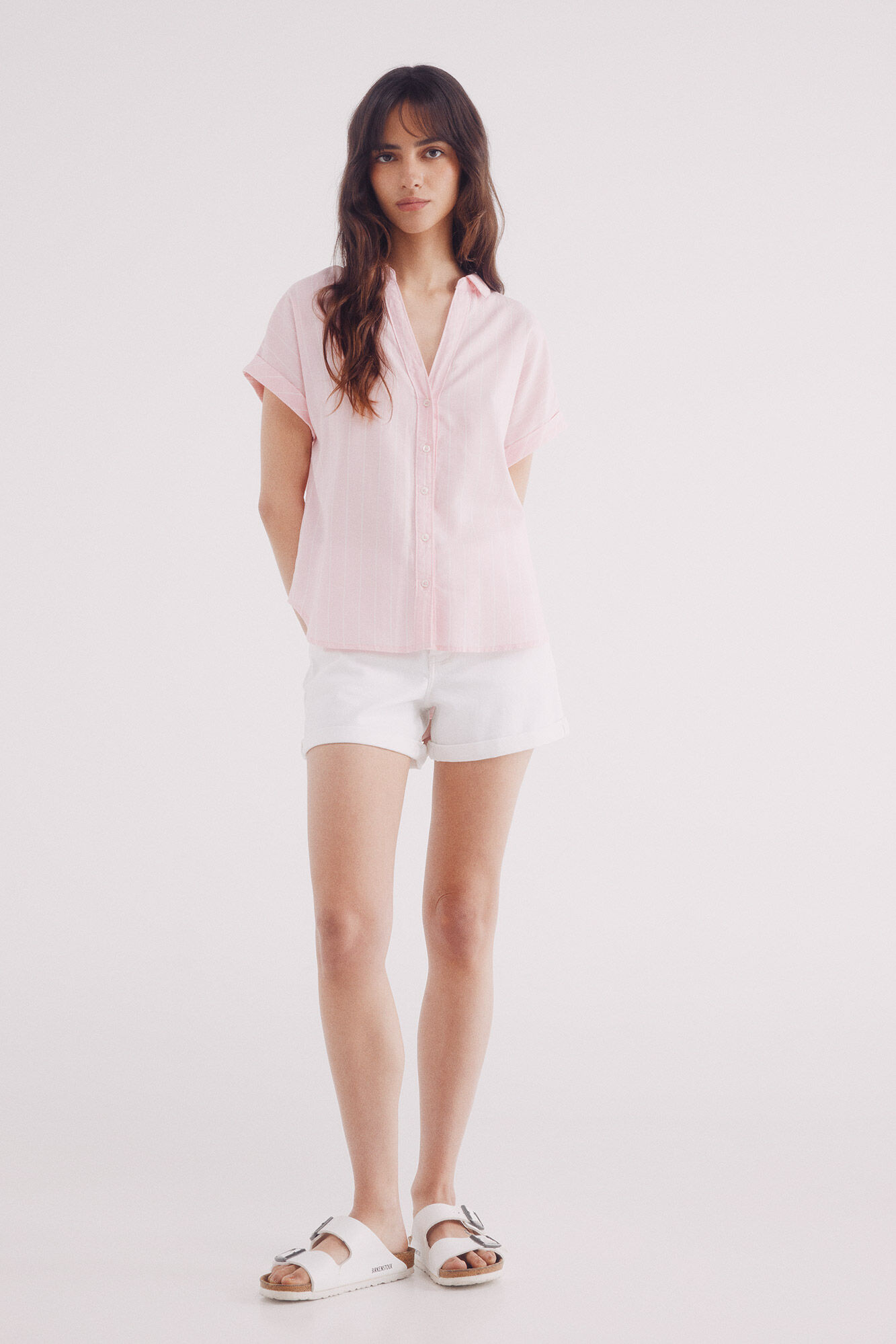 Springfield Camisa manga corta oxford rosa