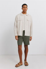 Springfield Bermudas dobby comfort fit de lino khaki