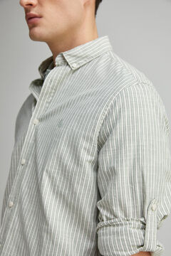 Springfield Camisa rayas algodón slub verde