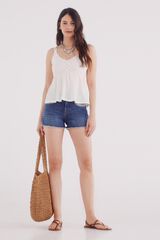 Springfield Shorts jeans bolsillos bordados azul