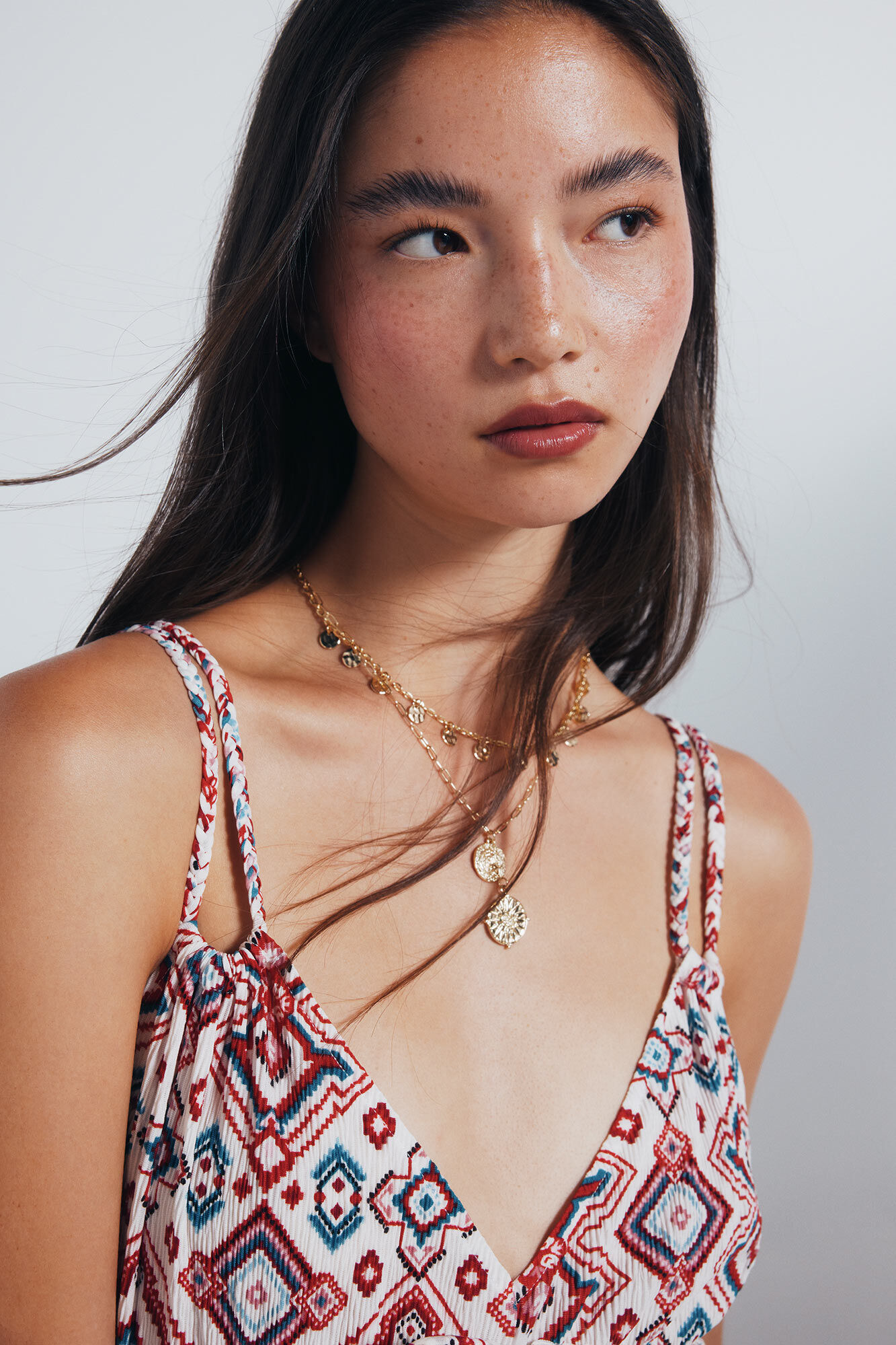 Springfield Vestido midi estampadado &eacute;tnico geom&eacute;trico